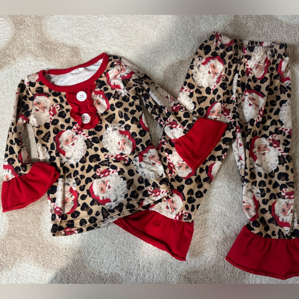 Santa Leopard Print Christmas Set